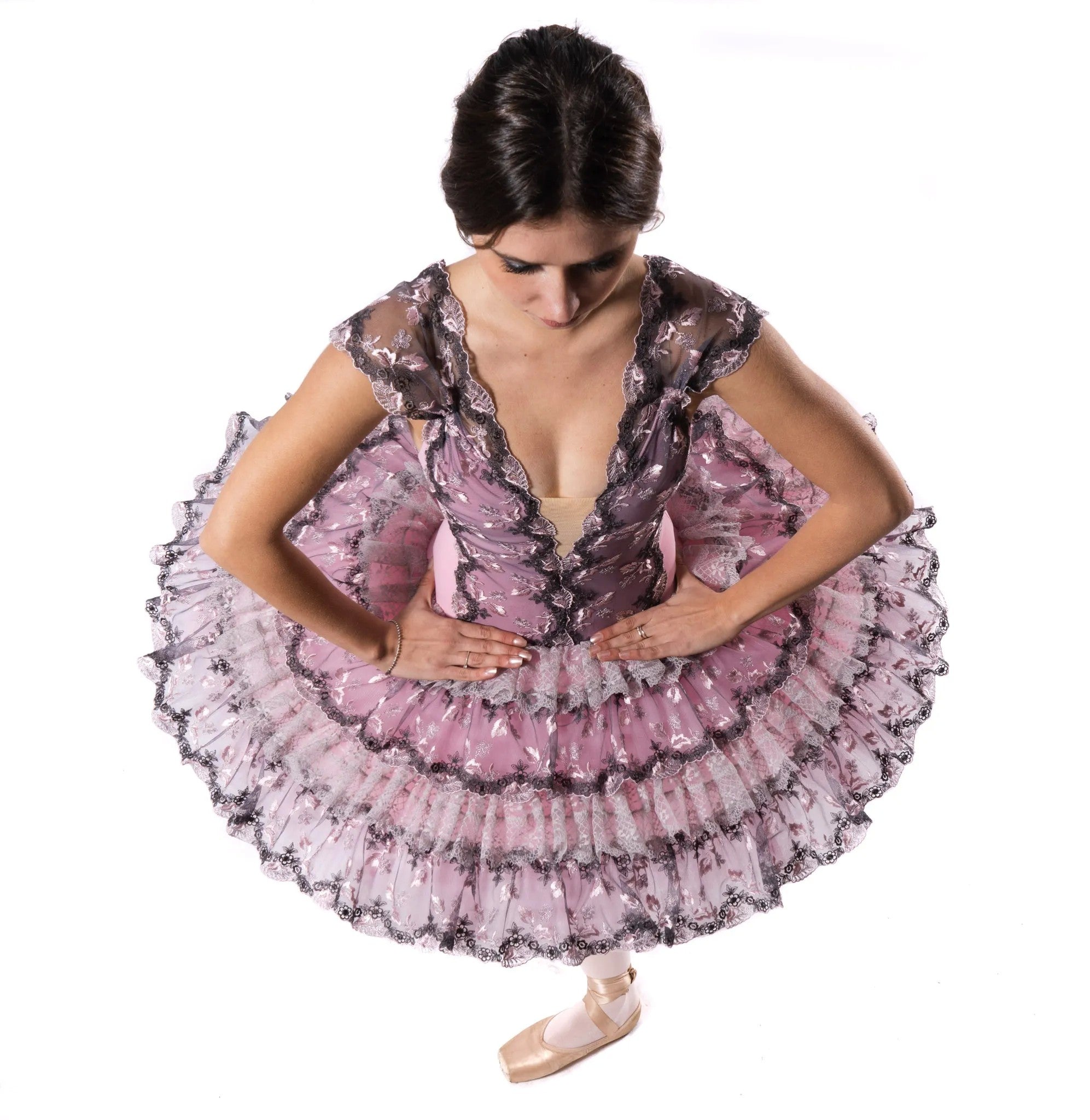 Tutù professionale a balze organza e merletto Paquita T427
