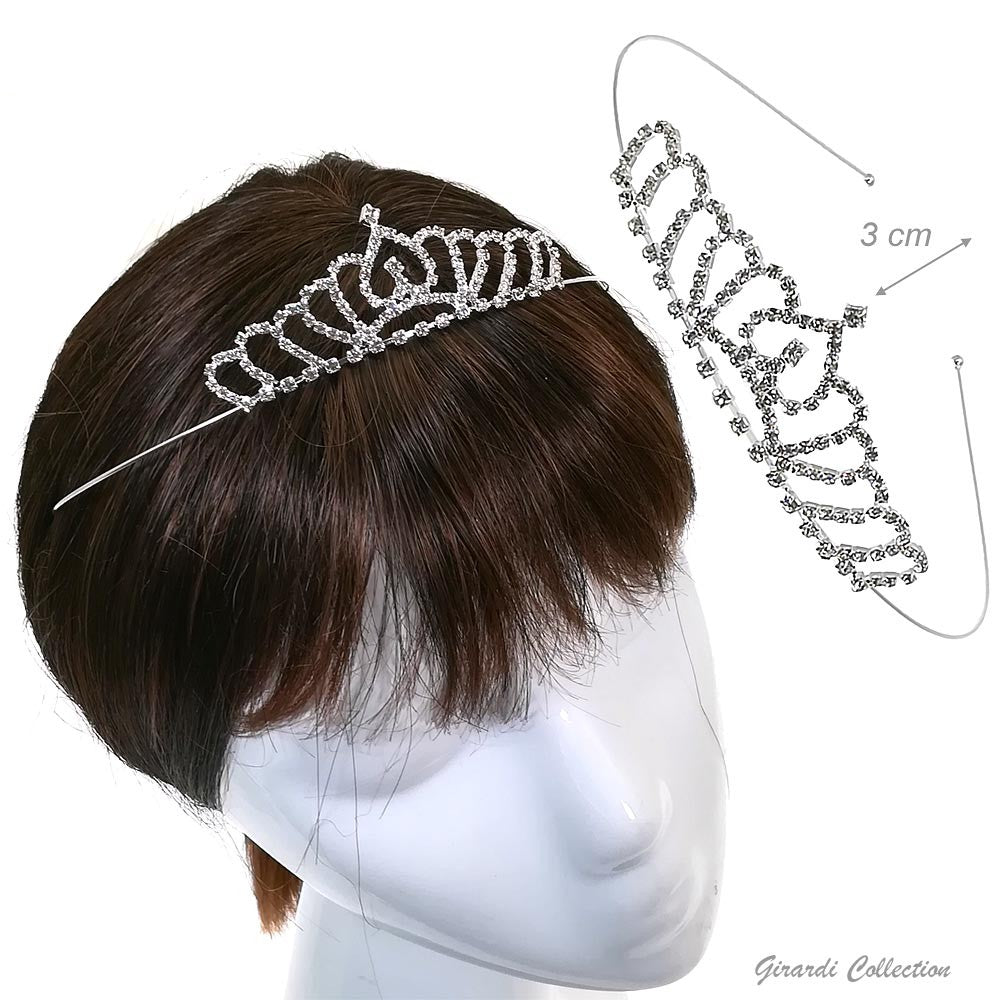 Diadema In Metallo Con Strass Bianchi F250077