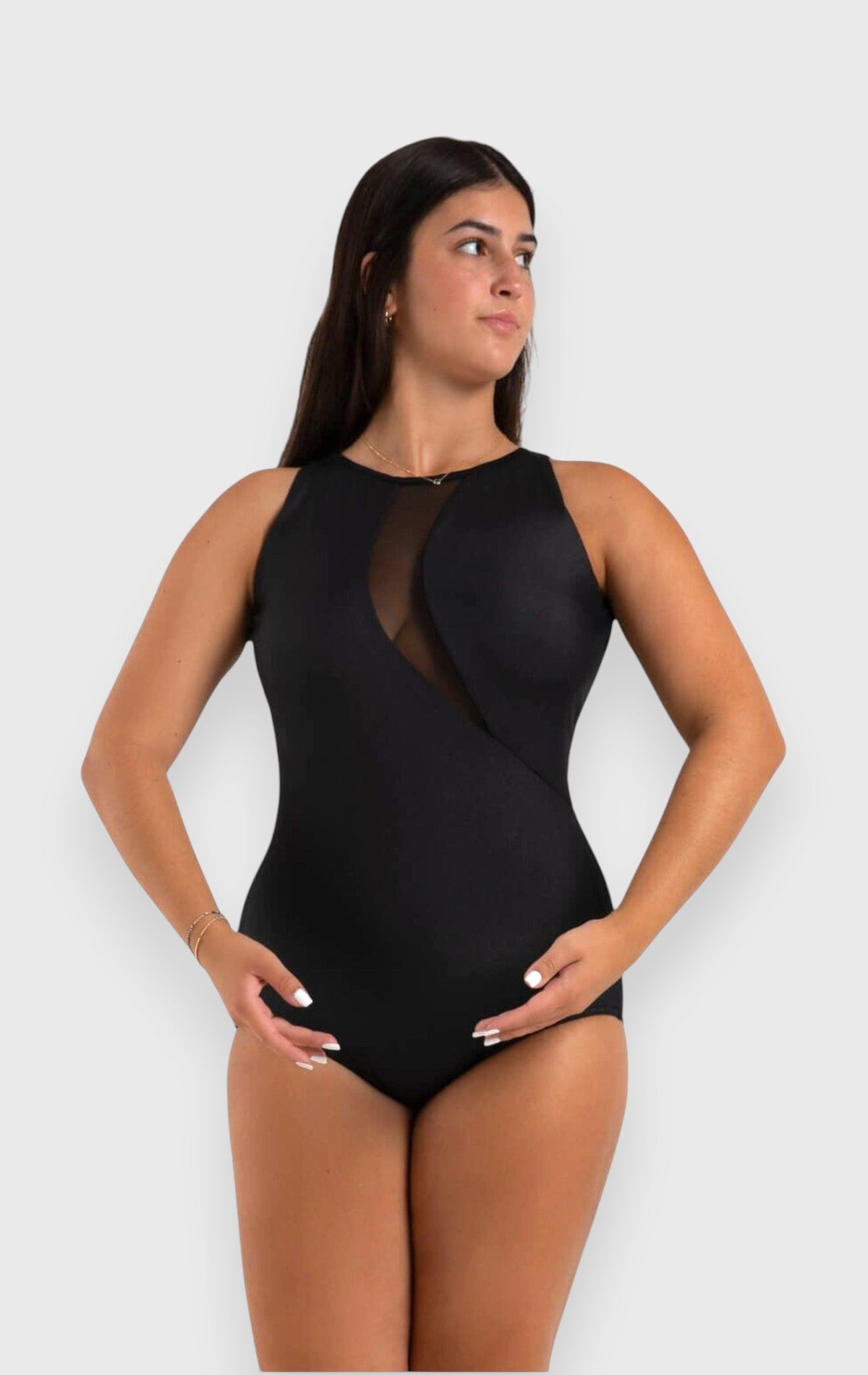 Body Donna Capezio 12262W Agusta – Collo alto e inserto asimmetrico in rete