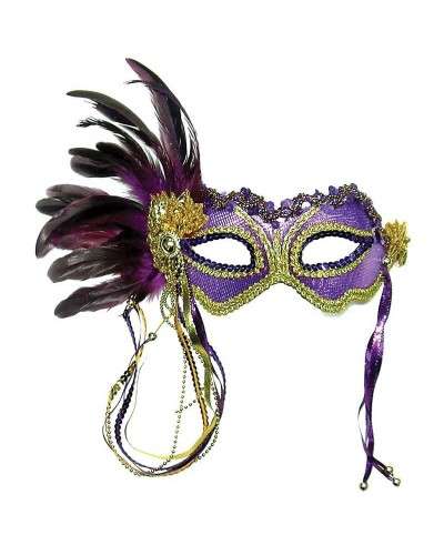 Mask in purple with feathers EM322