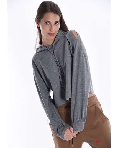 Cotton hooded sweatshirt-dark grey 