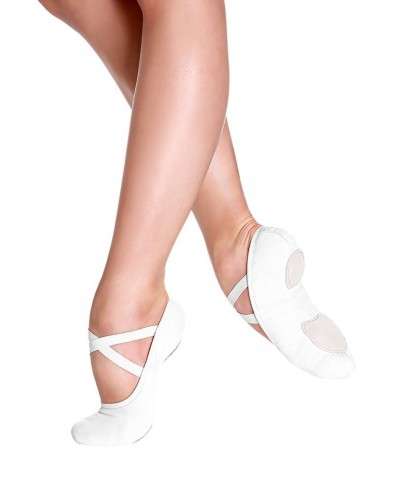 So Dança SD16 Stretch White Canvas Split Sole Ballet Slippers