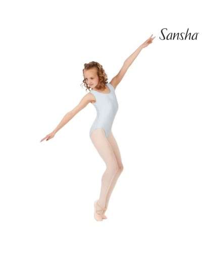 Body danza bambina senza maniche in microfibra Sansha