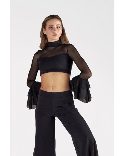 Mesh Sleeve Top with Rousce M254