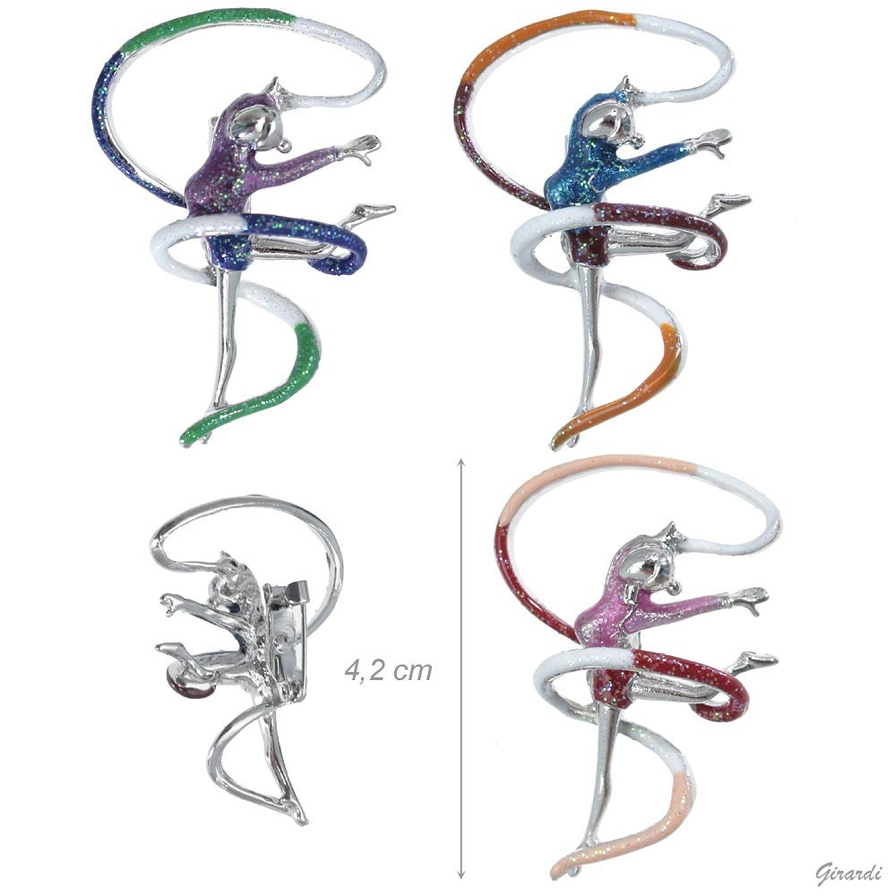 Spilla con ginnasta ritimica smaltata