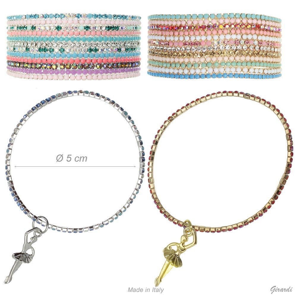 Bracciale Metallo E Strass Con Ballerina