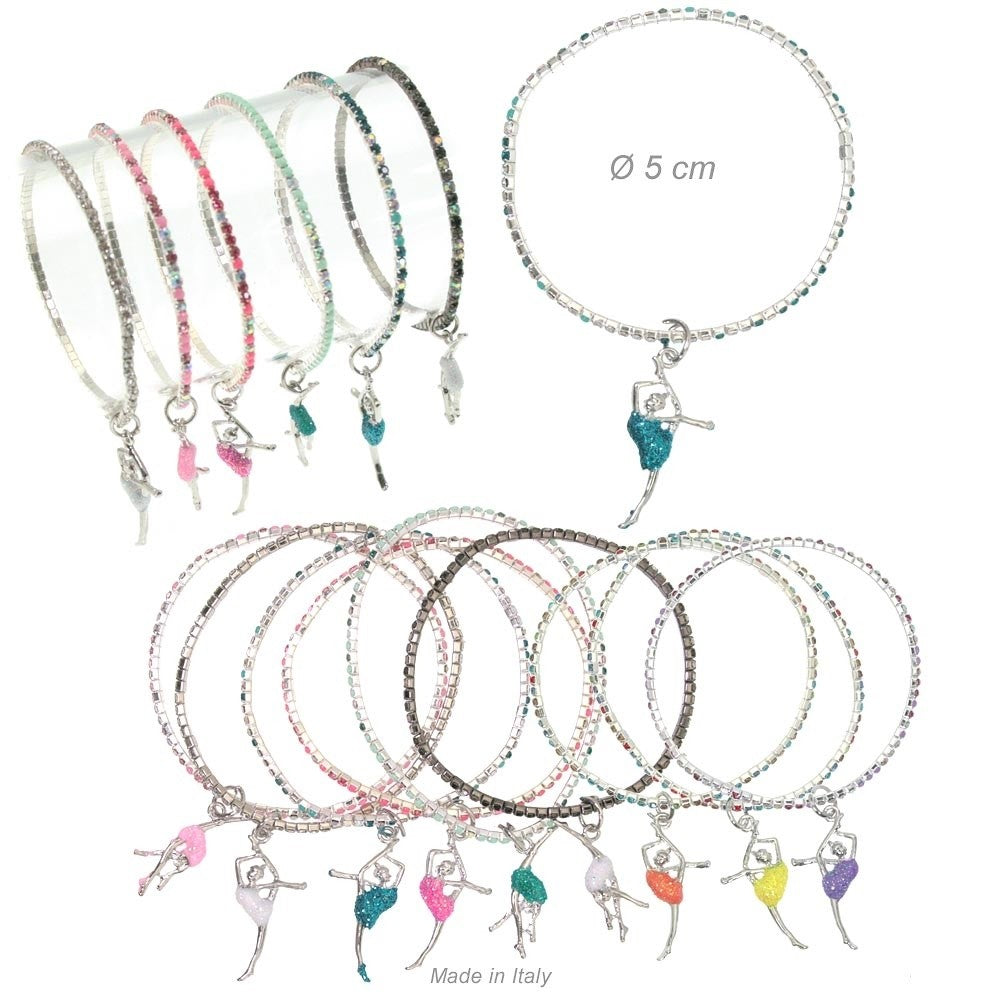 Bracciale Elastico Con Strass Colorati E Ginnasta