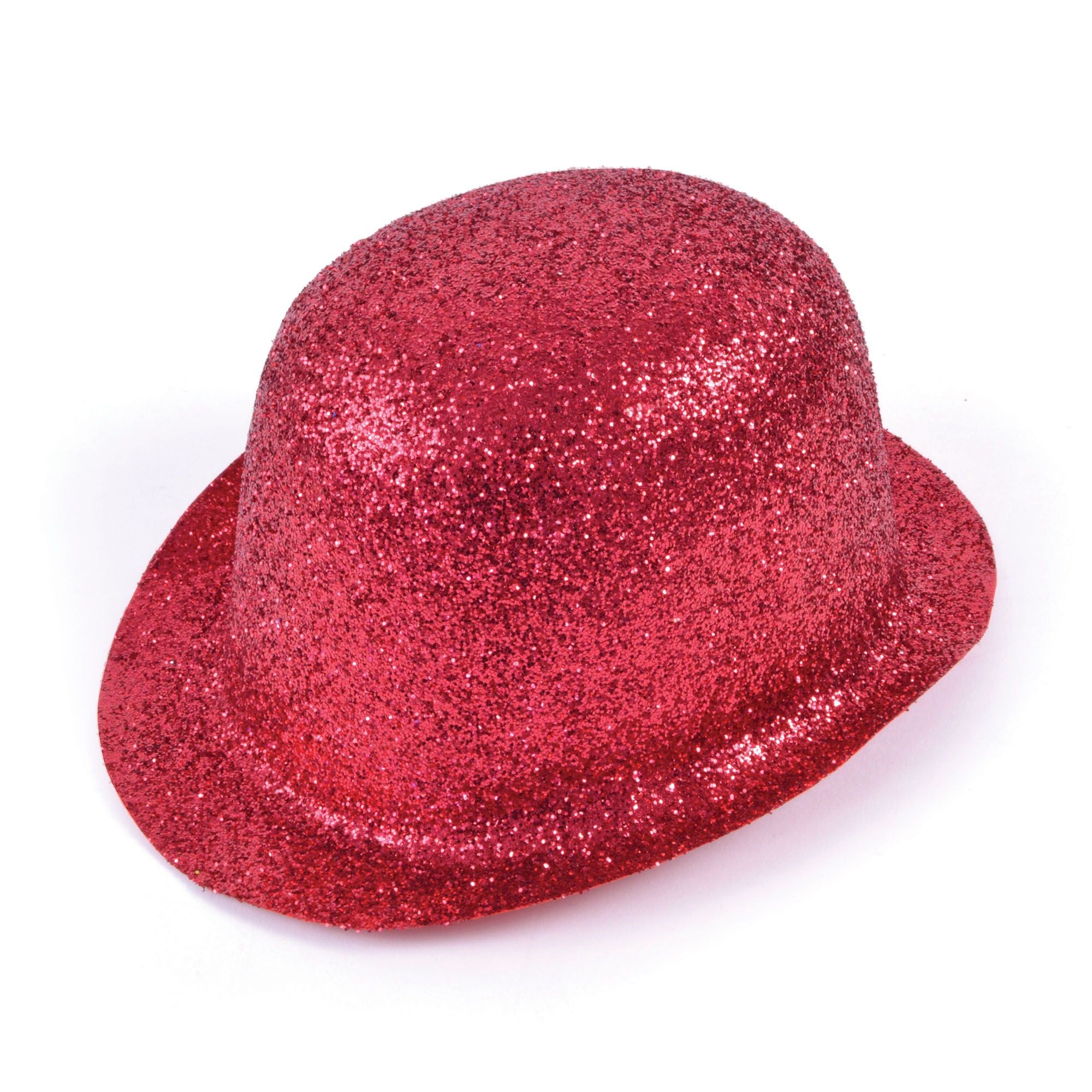 Cappello bombetta in plastica con paillettes per Adulto