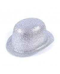Cappello bombetta in plastica con paillettes per Adulto