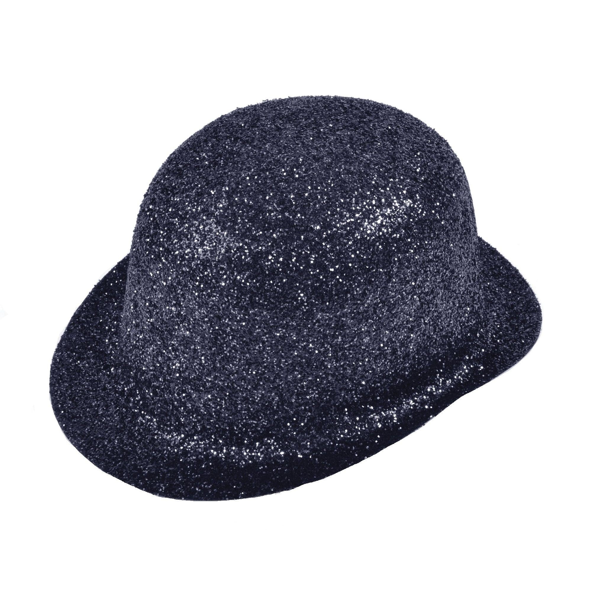 Cappello bombetta in plastica con paillettes per Adulto