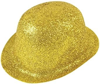 Cappello bombetta in plastica con paillettes per Adulto
