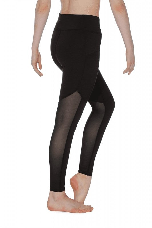 Capezio Leggings con taschino e inserto in rete