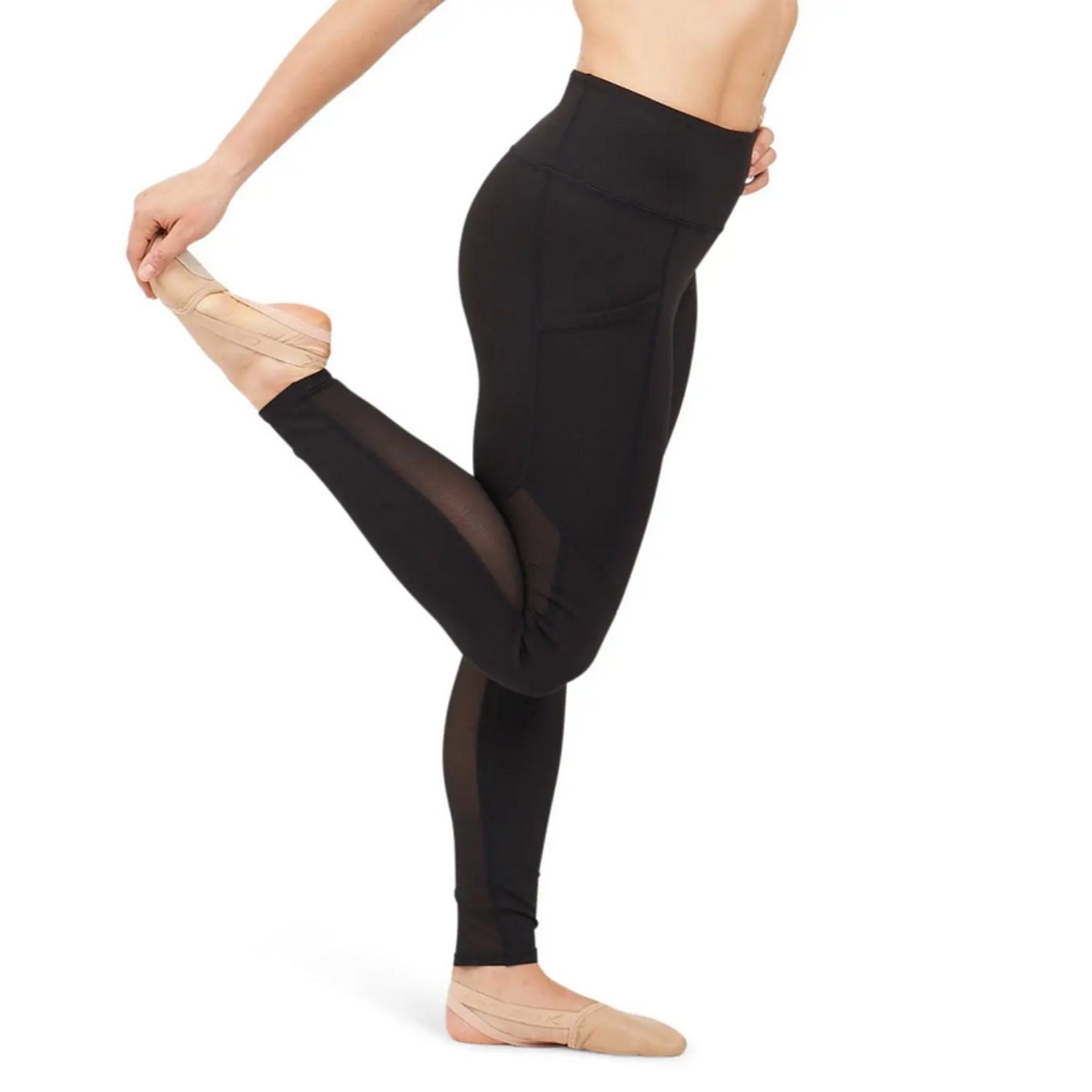 Capezio Leggings con taschino e inserto in rete