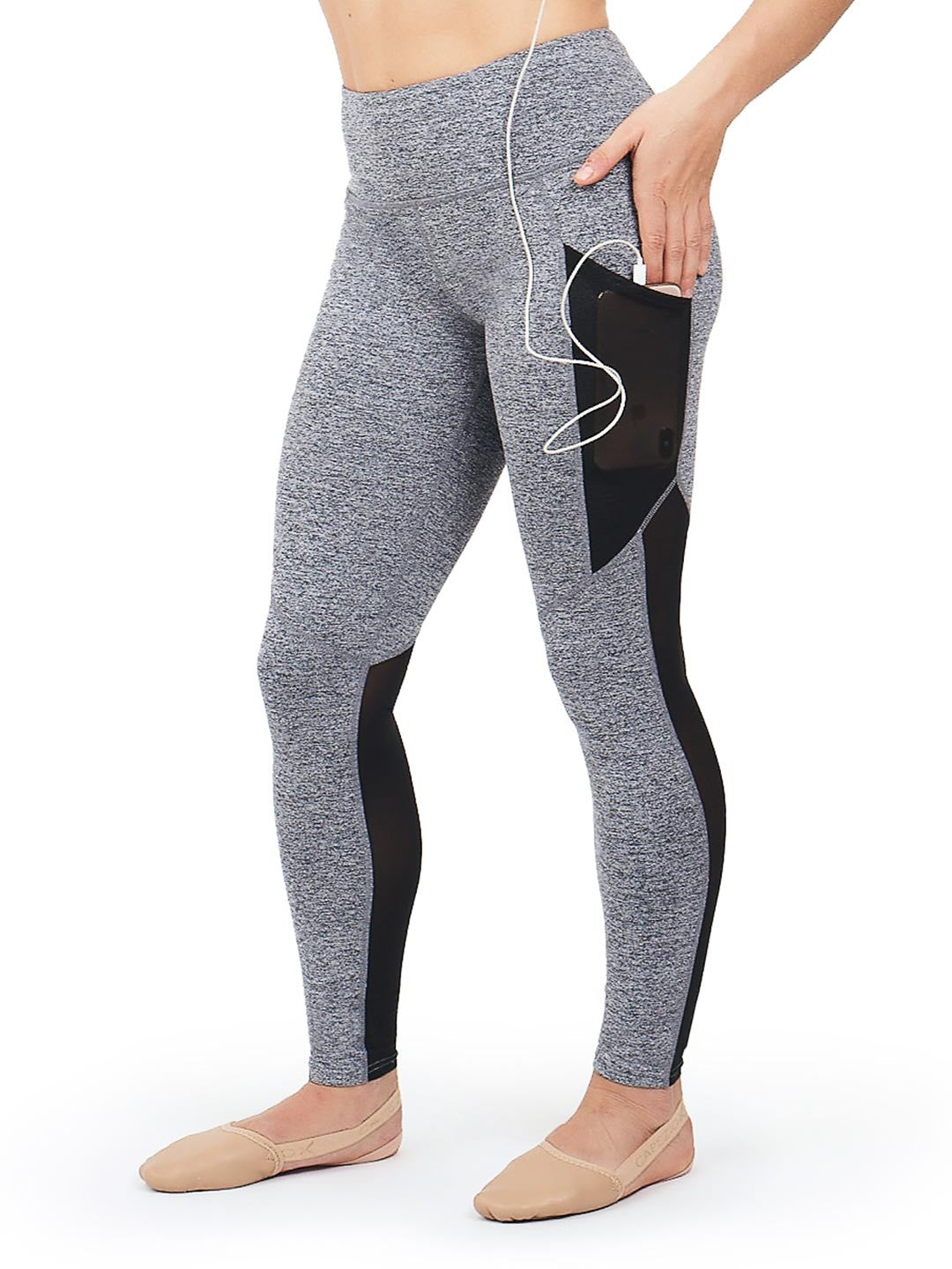 Capezio Leggings con taschino e inserto in rete