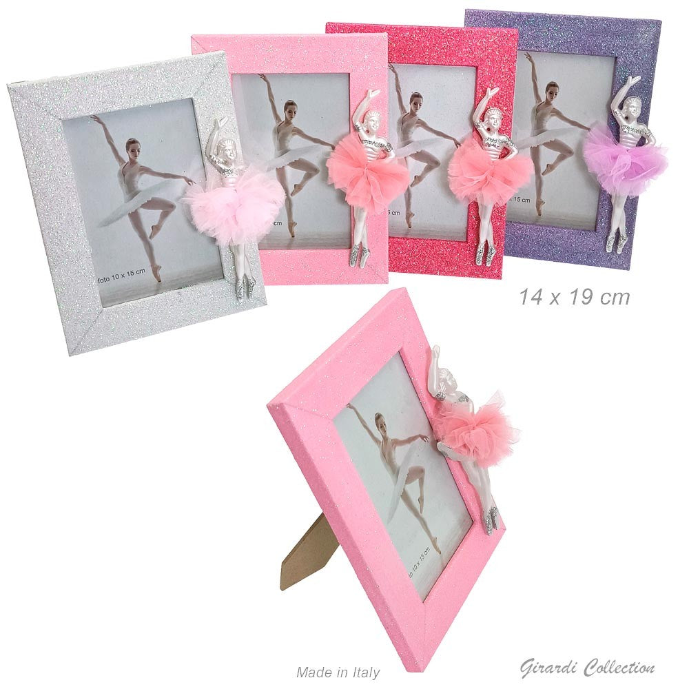 Cornice portafoto glitterata con ballerina