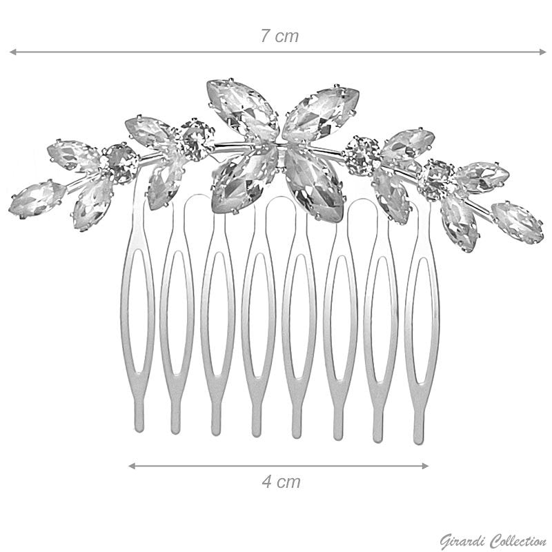 Pettinino In Metallo Con Fiori Zirconi