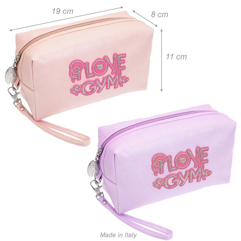 Pochette in tessuto saffian "I LOVE GYM"