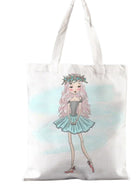 Borsa shopper in cotone con disegni di danza