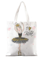 Borsa shopper in cotone con disegni di danza