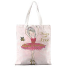 Borsa shopper in cotone con disegni di danza