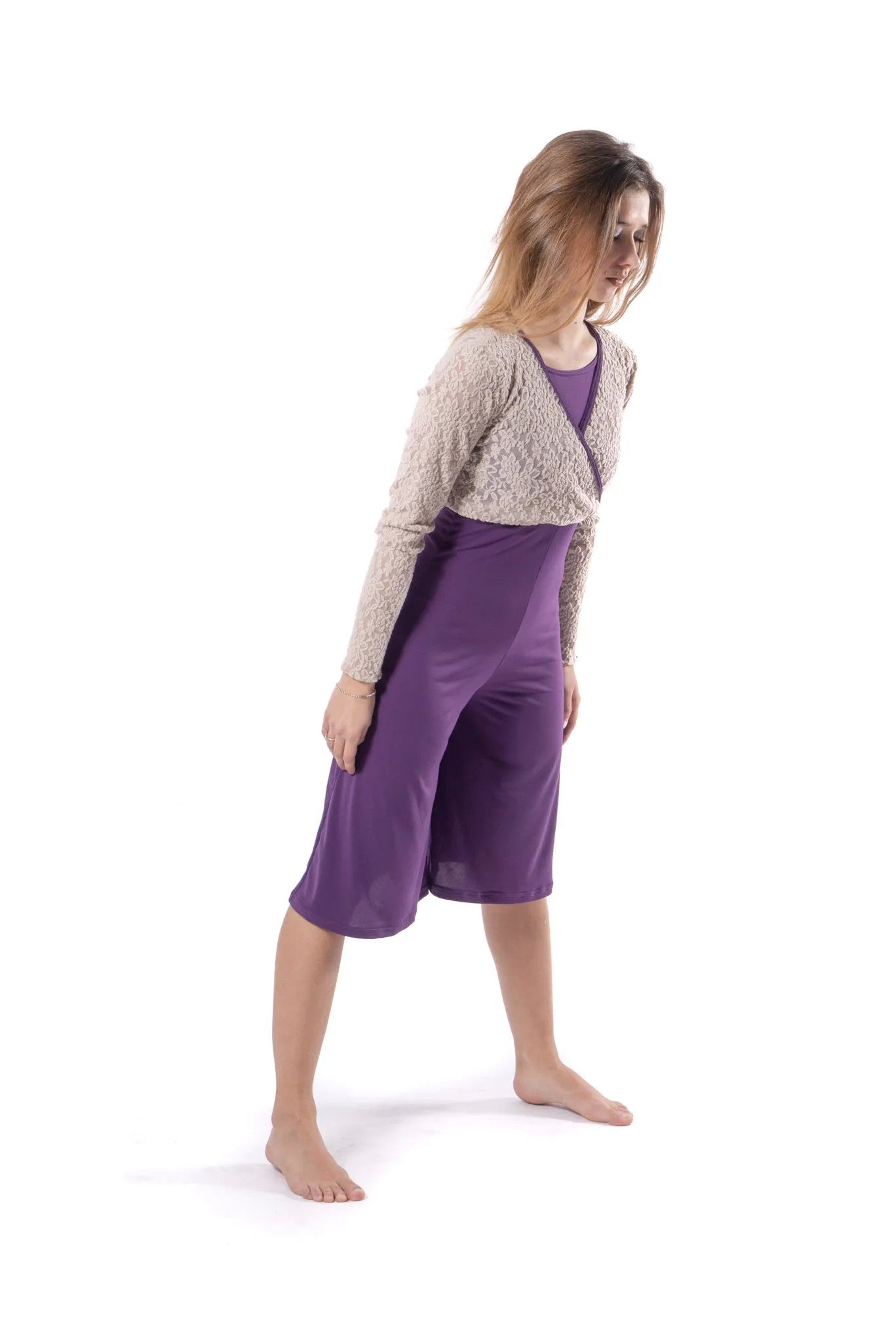 Abito con pantalone e scaldacuore in pizzo insertato M371