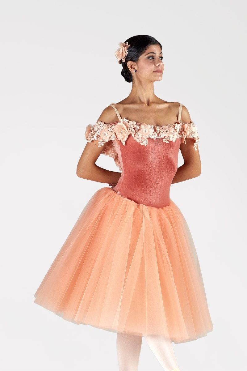 Tutù Degas con Rouche Fiorata T531 - NON A RUOTA