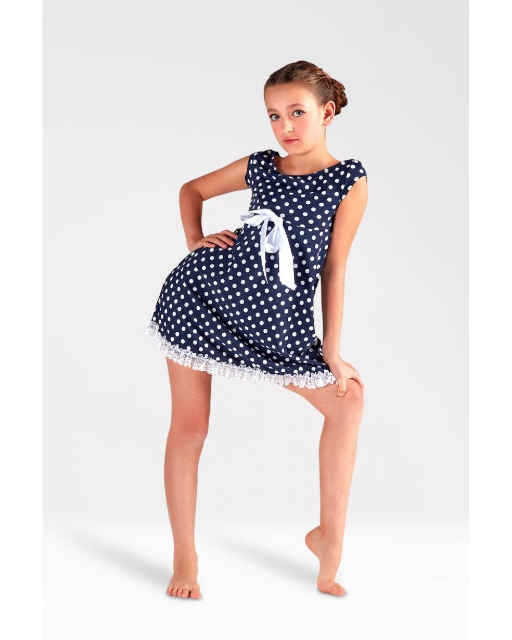 Vestito a pois con fiocco V212