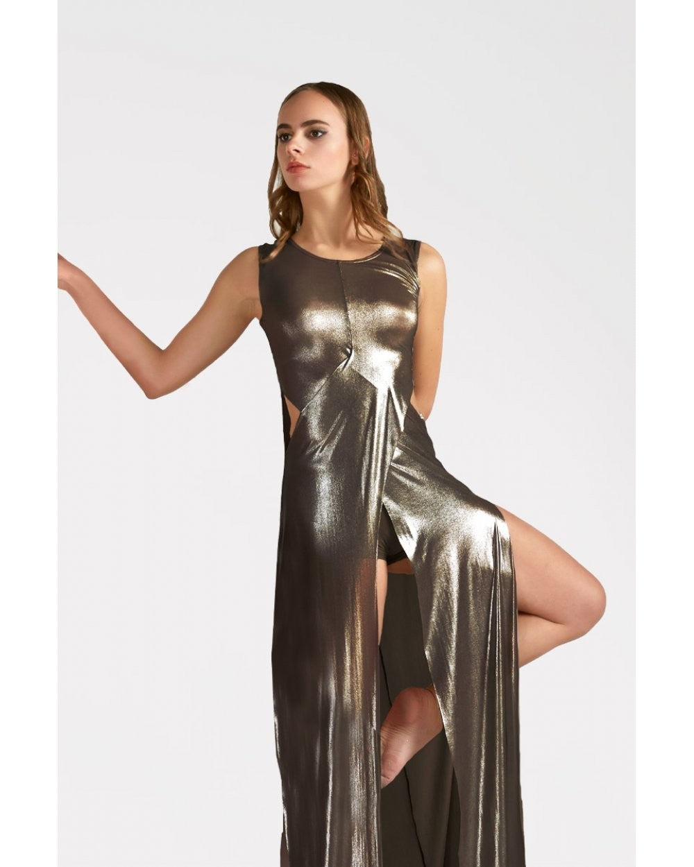 Vestito Lungo con Spacco alla Gonna V198