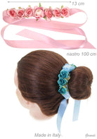 Nastro Con Fiori  rosa e celeste 