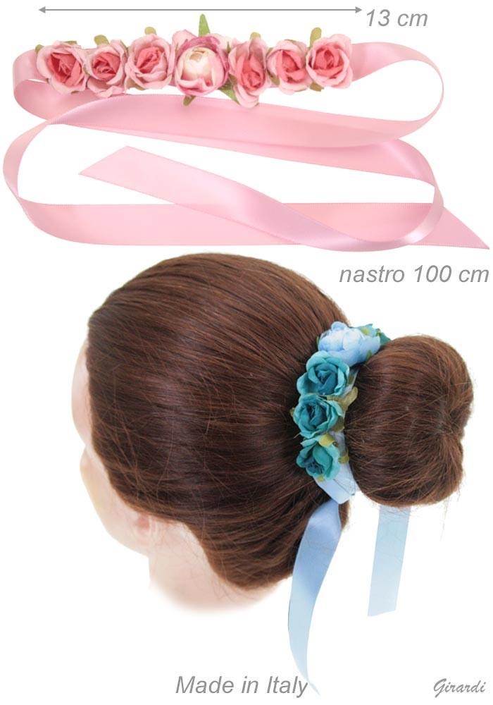 Nastro Con Fiori  rosa e celeste 