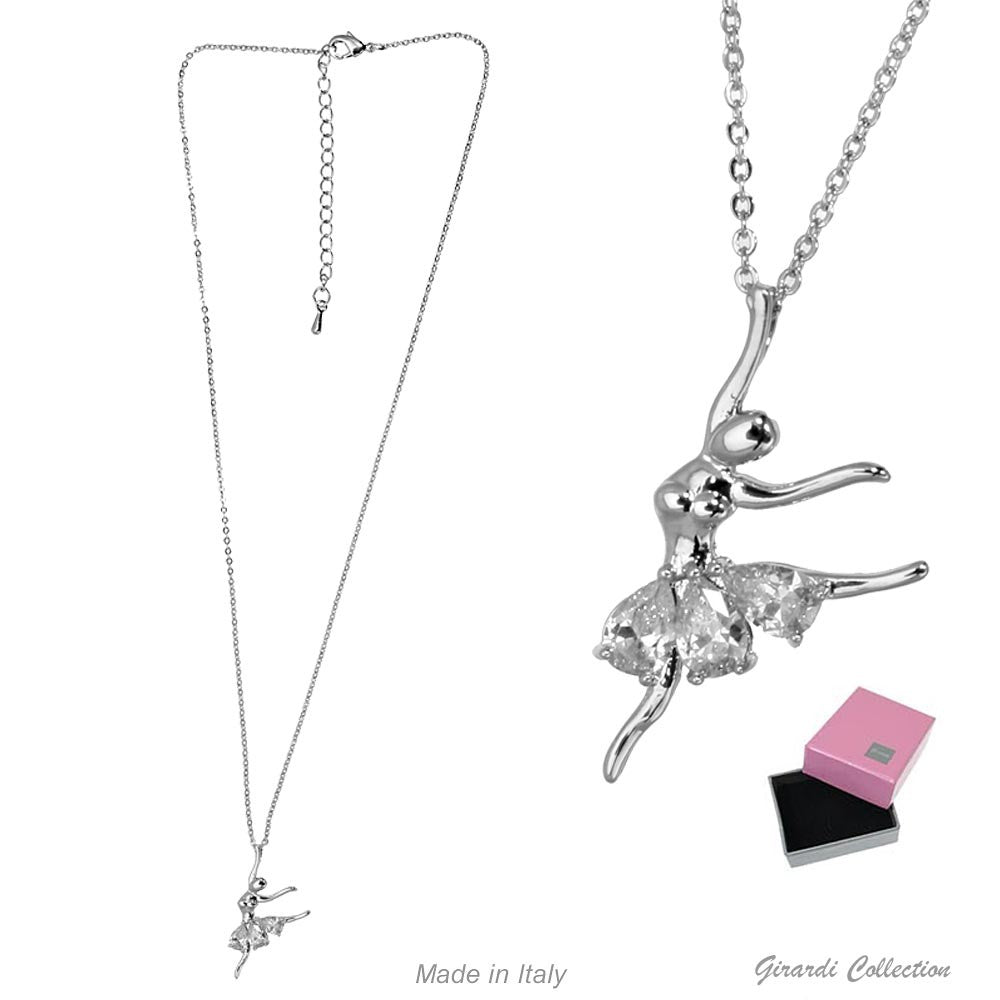 Collana In Metallo Con Ballerina E Zirconi