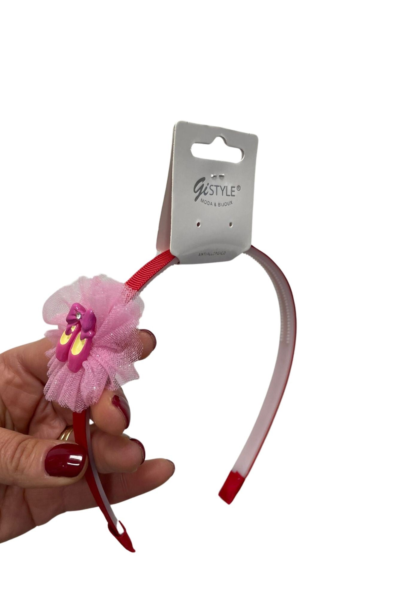 Cerchietto per capelli con coccarda e scarpette