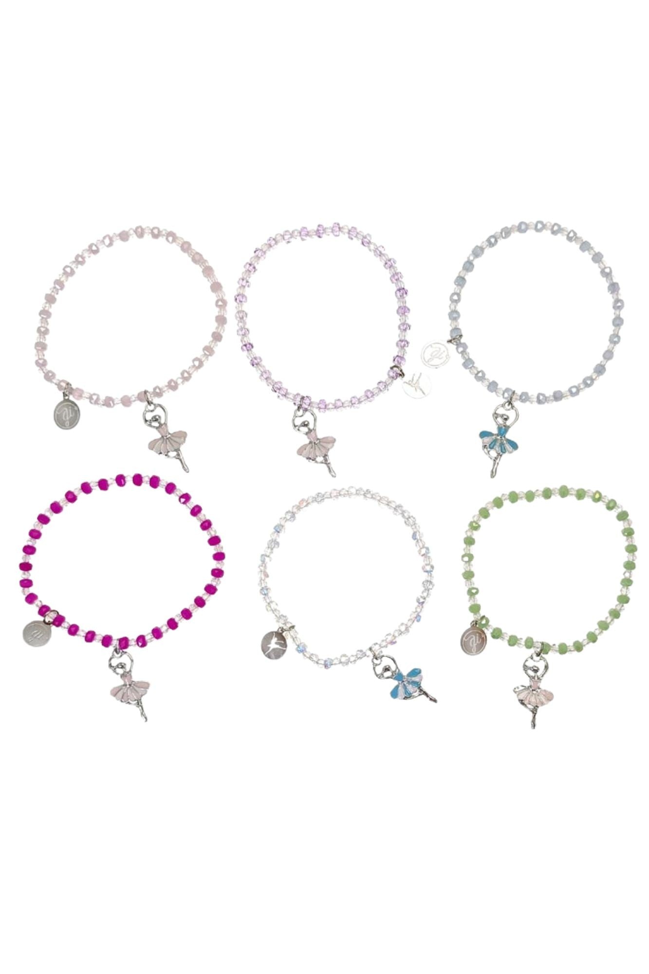 Bracciale elastico con figura di ballerina e cristalli