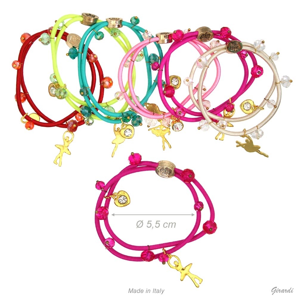 Bracciale Elastico Con Cristalli E Pendenti In Metallo
