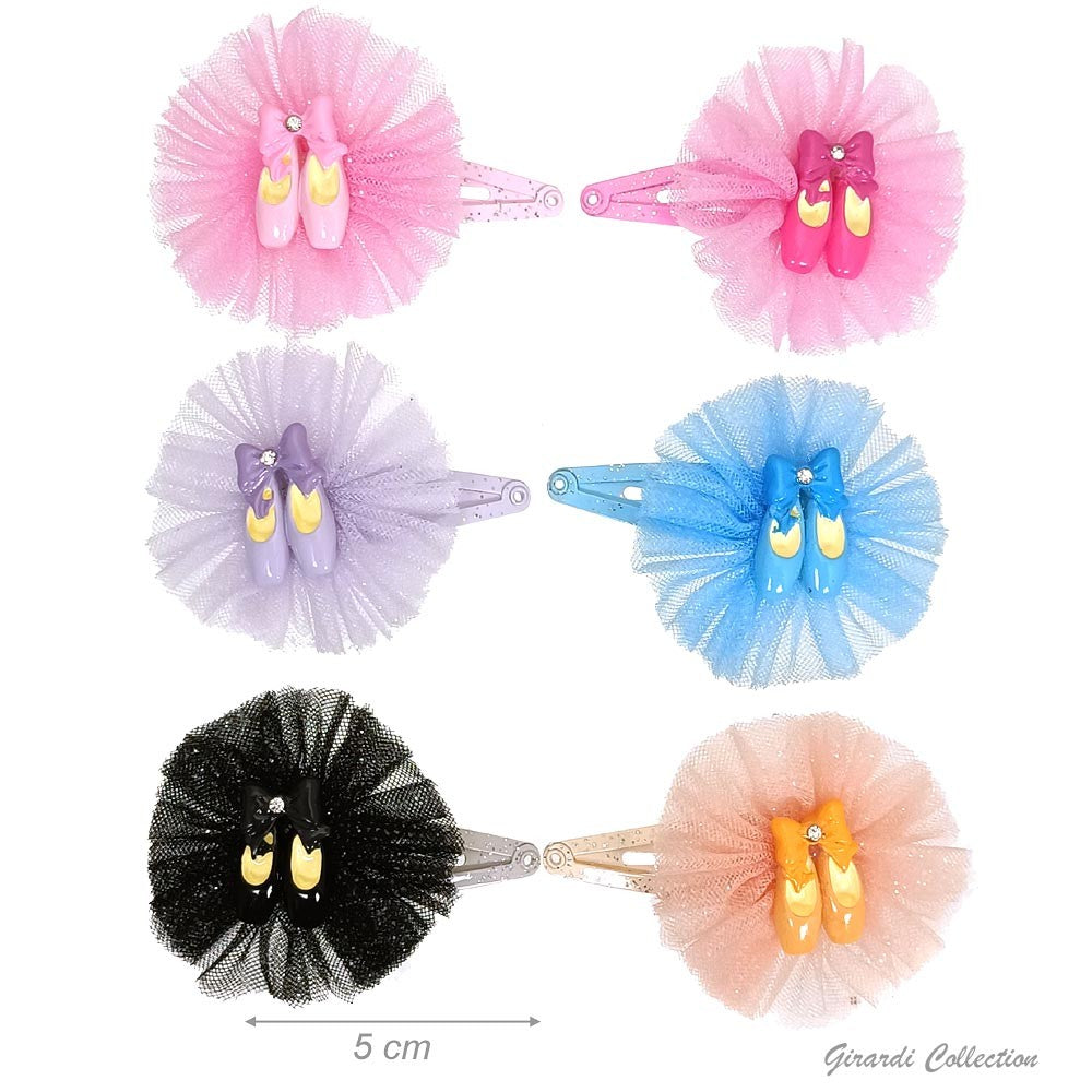 Coppia di clic clac con tulle e scarpette ballerina