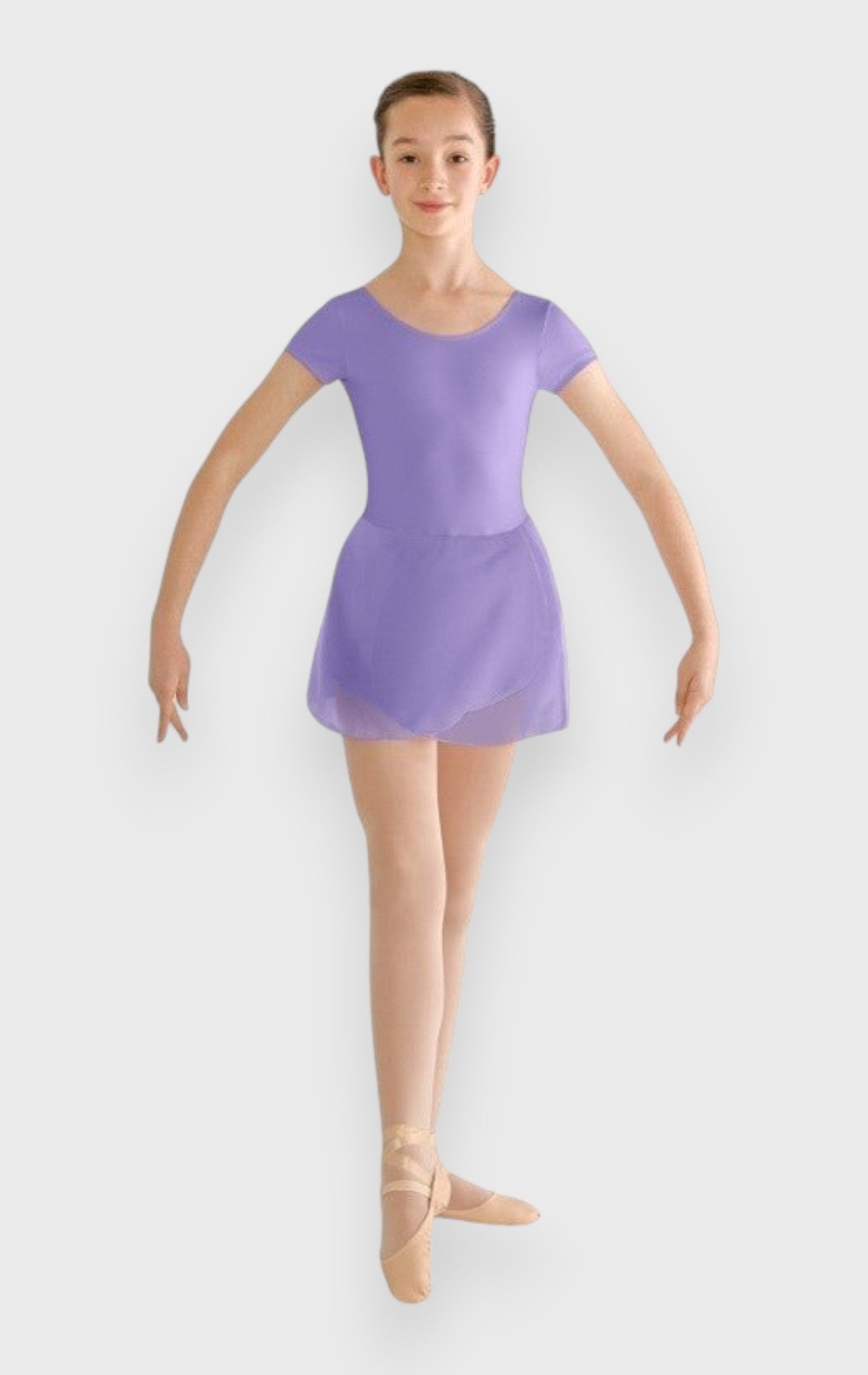Body danza maniche corte con gonnellino Lavanda