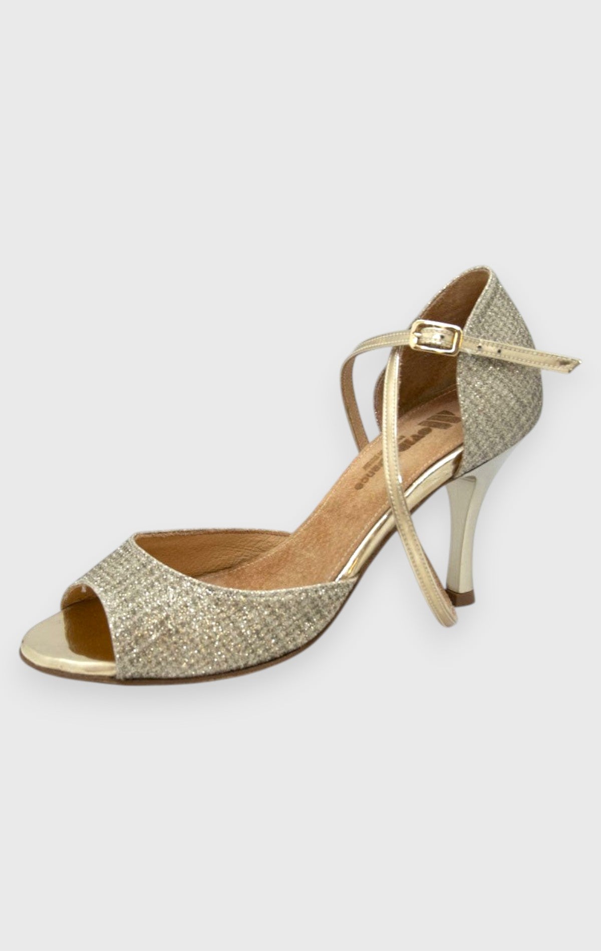 Scarpe da tango color platino fondo cuoio tacco 9 cm  MOVIDA 2029L
