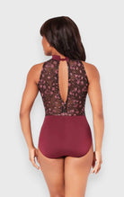 Body ornato romantico con collo alto e decorazioni F12403W