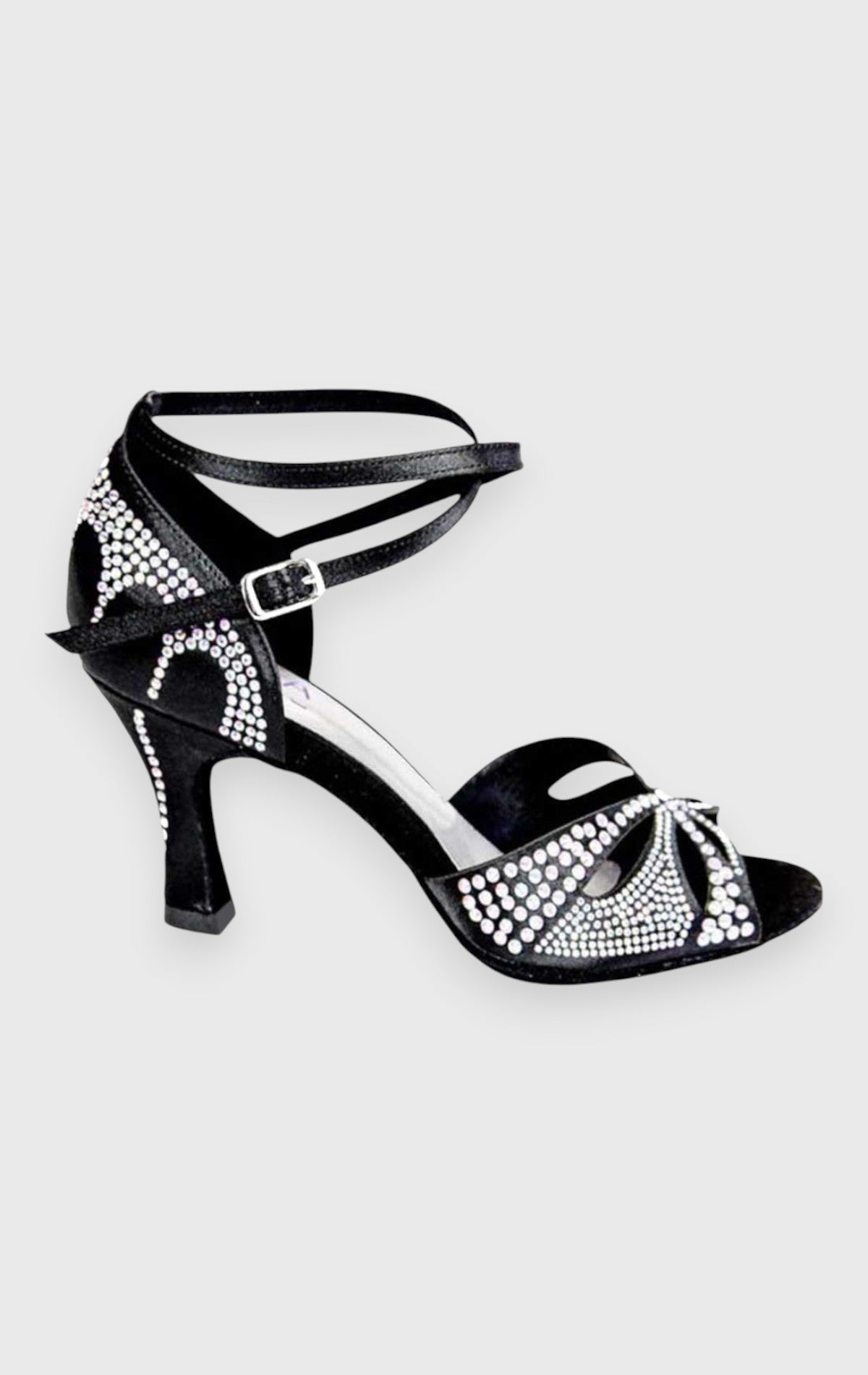 SANDALO CON STRASS IN RASO NERO - TC 70