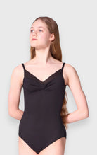 Body danza Capezio a bretelline con arricciatura e inserto in microrete-F12600W