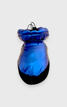 DanzaShop professional blue ballet foot warmers, waterproof polyester with felt lining and eco-leather sole.